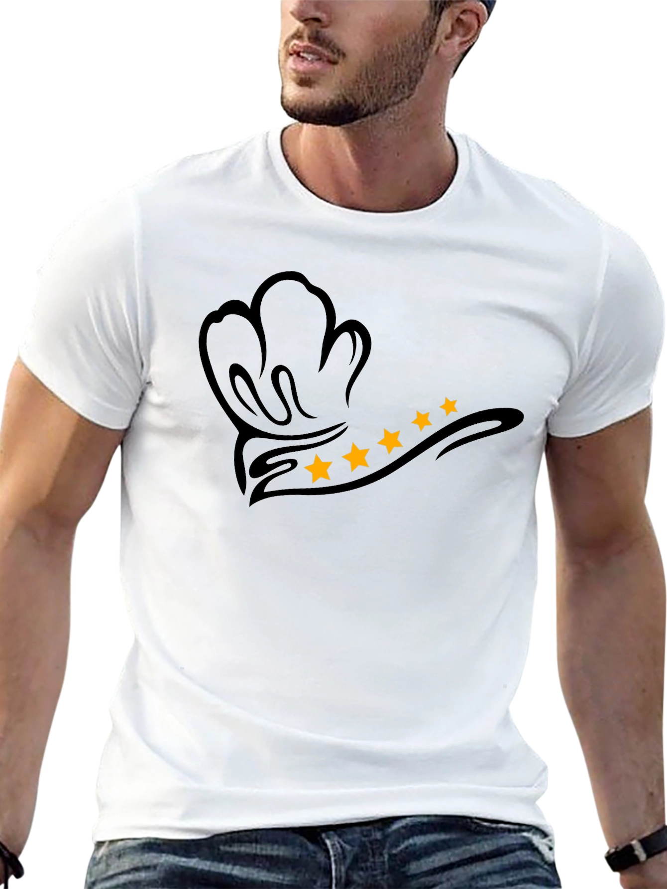 Chef Hat Star Rating Graphic T-Shirt - Black