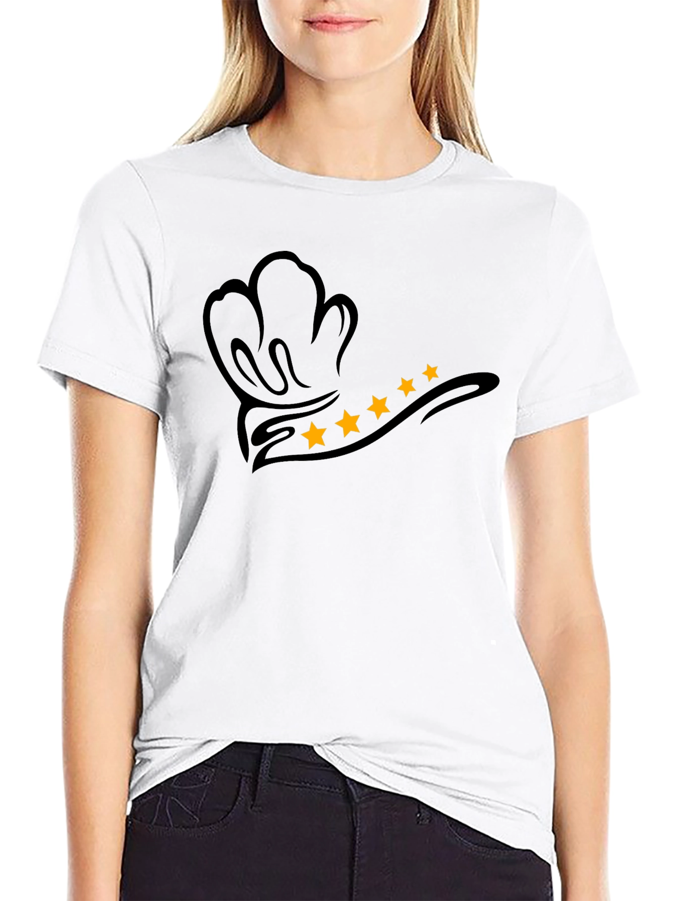 Chef Hat Star Rating Graphic T-Shirt - Black