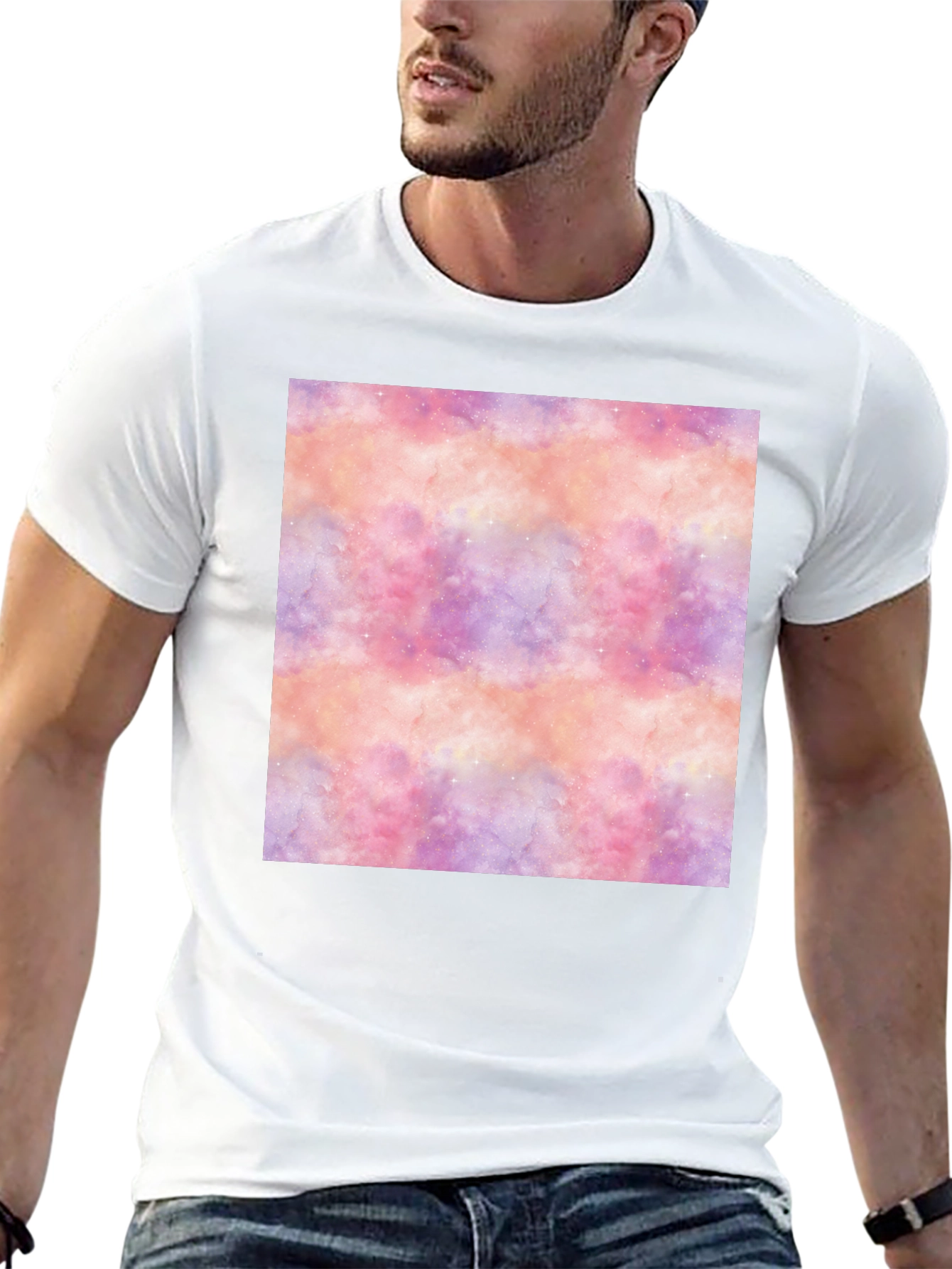 Nebula Print Black Tee - Stylish Galaxy Design