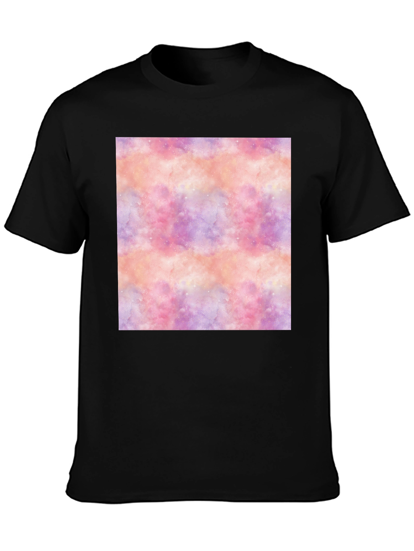 Nebula Print Black Tee - Stylish Galaxy Design