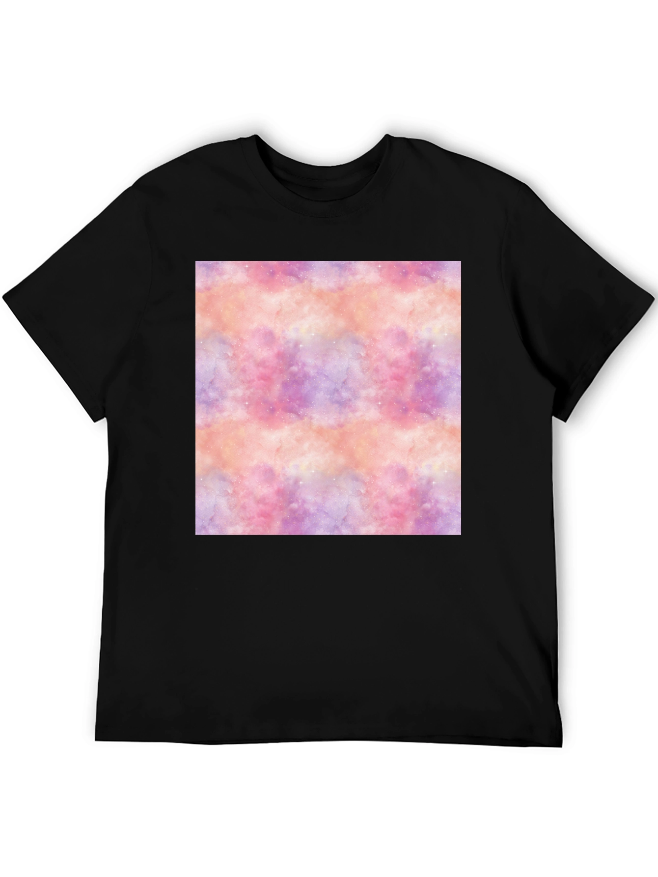 Nebula Print Black Tee - Stylish Galaxy Design