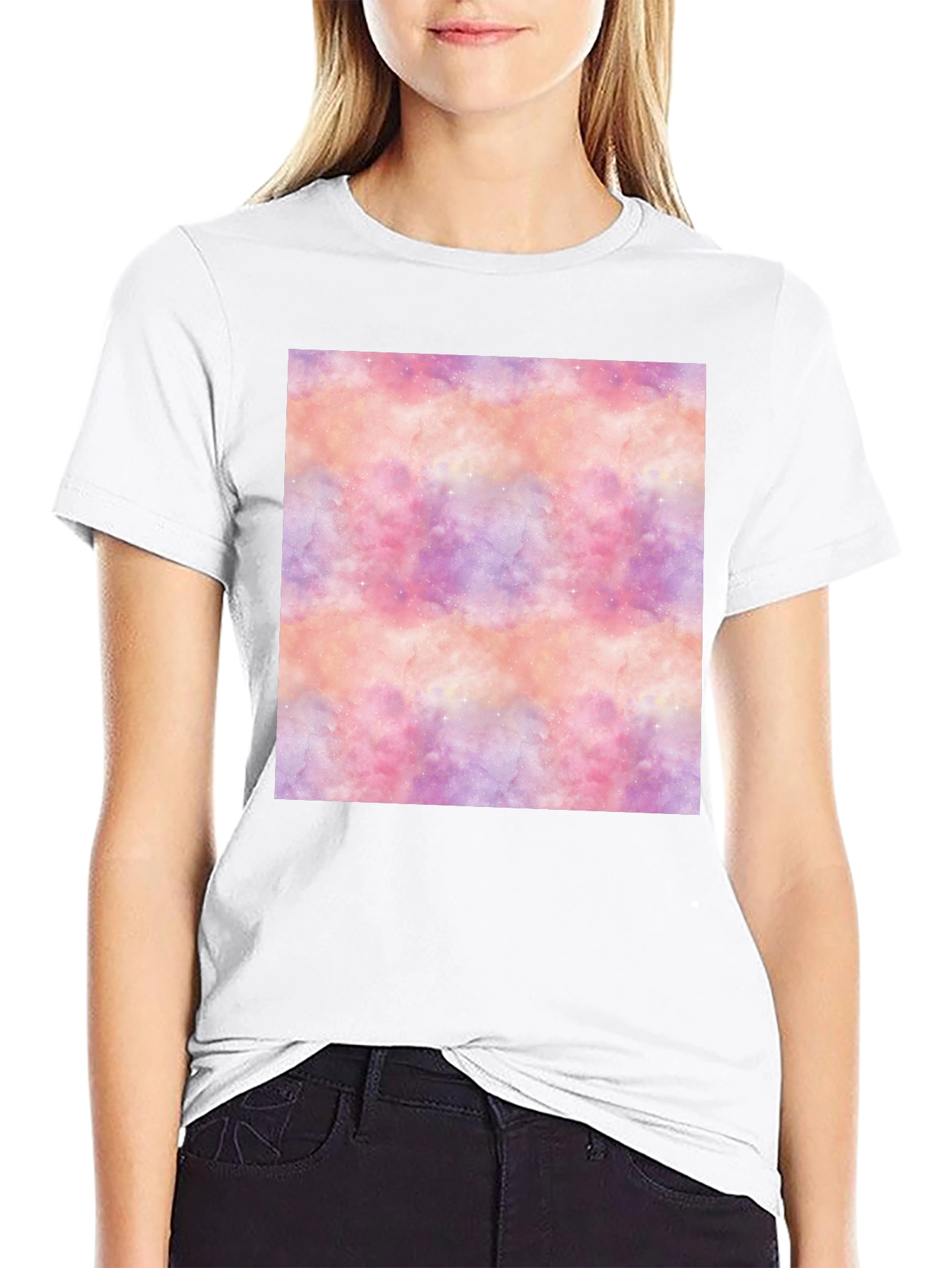 Nebula Print Black Tee - Stylish Galaxy Design
