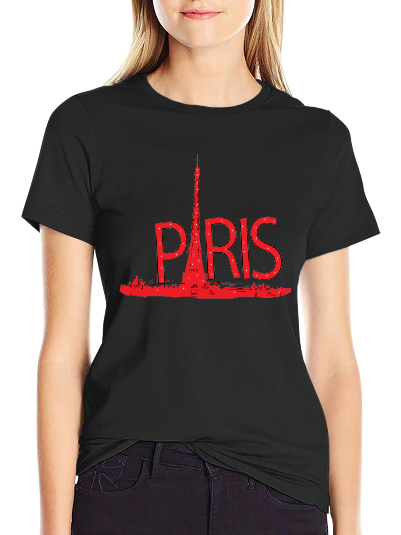 Paris Eiffel Tower Graphic T-Shirt - Black