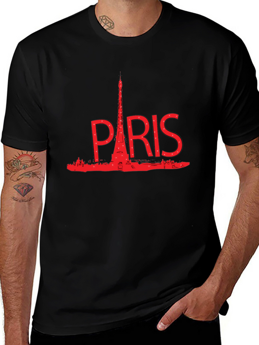 Paris Eiffel Tower Graphic T-Shirt - Black