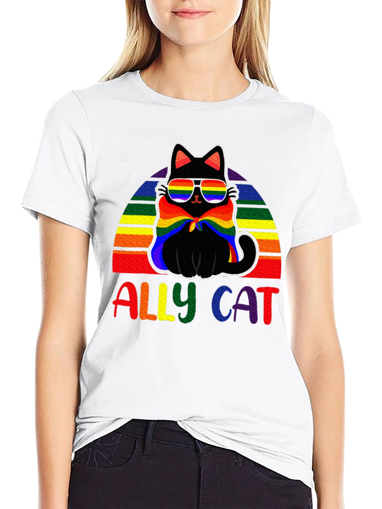 Ally Cat Rainbow T-Shirt