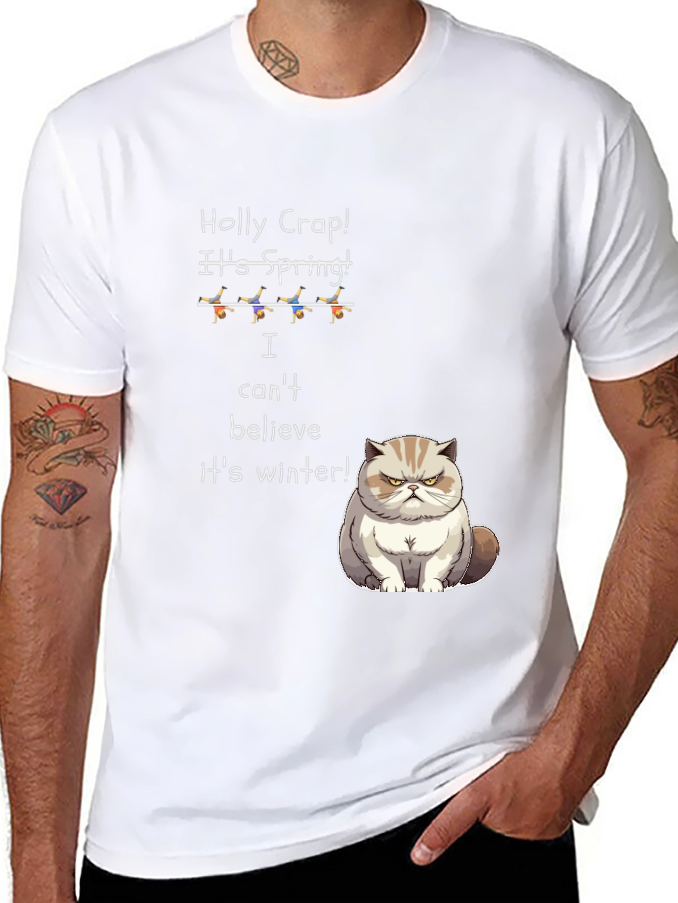 Funny Cat T-Shirt - Holly Crap! Its Spring!
