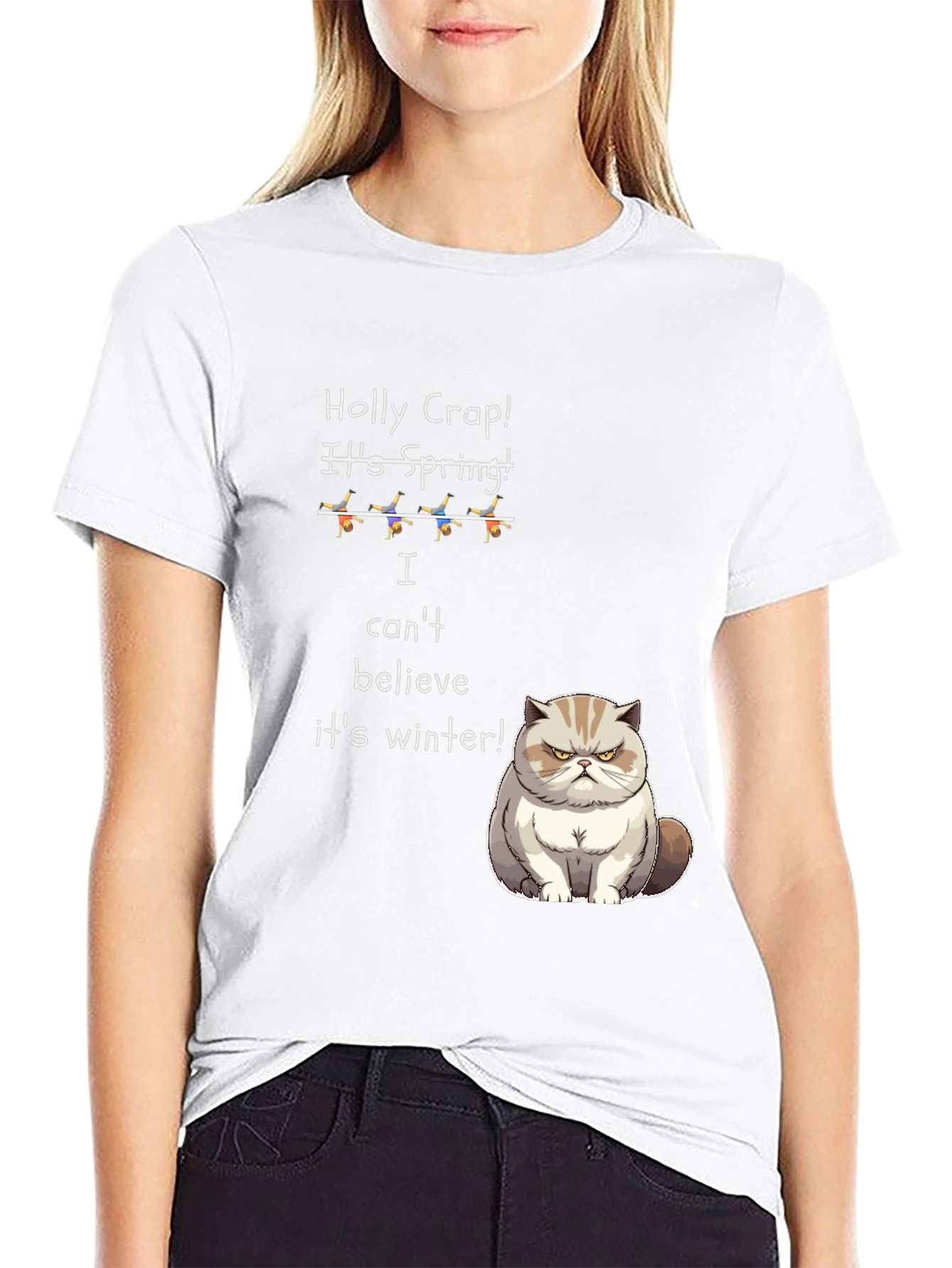 Funny Cat T-Shirt - Holly Crap! Its Spring!