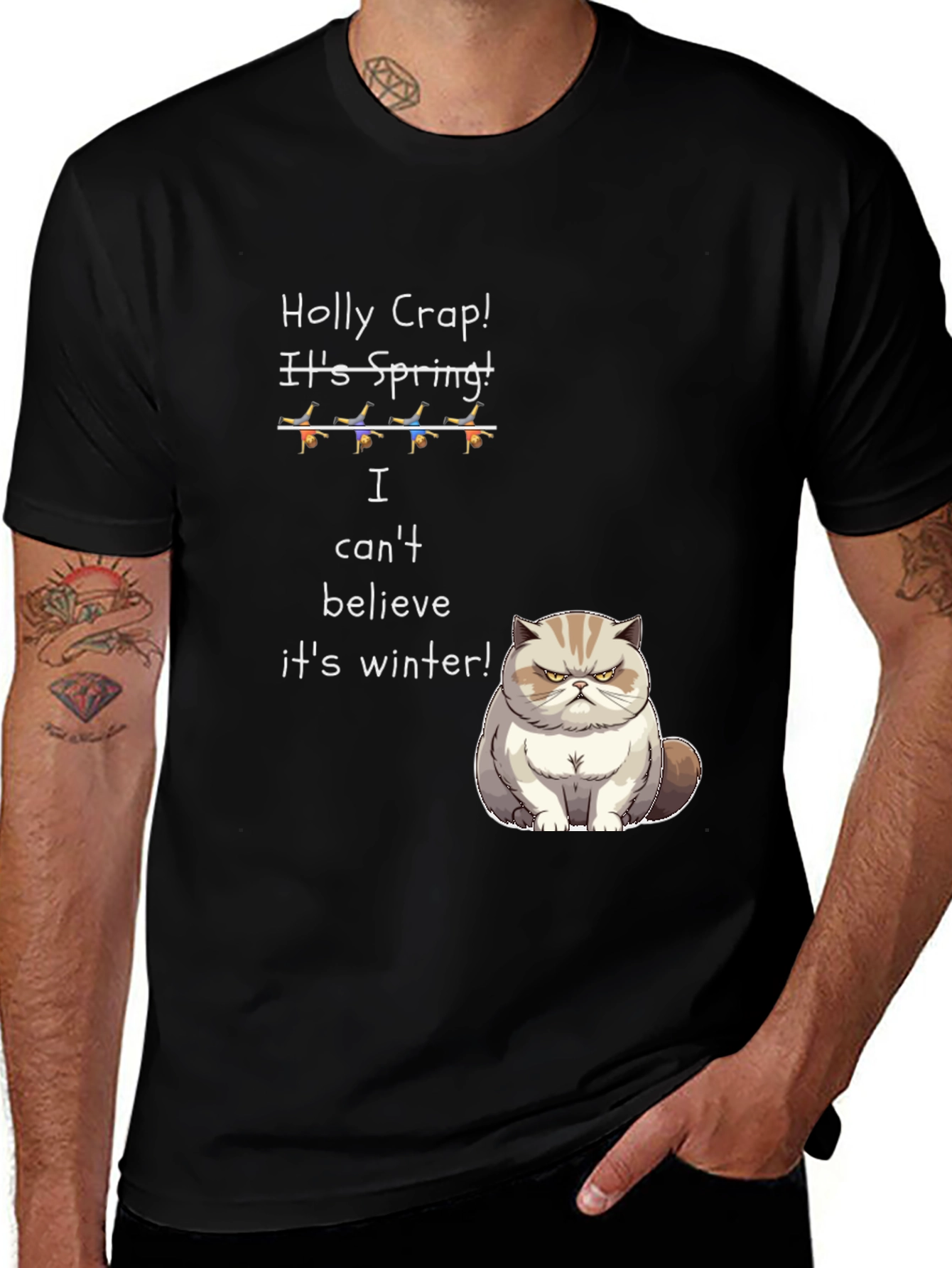 Funny Cat T-Shirt - Holly Crap! Its Spring!