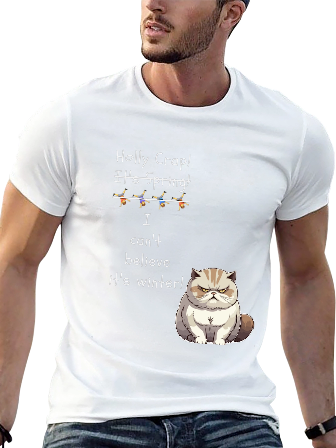 Funny Cat T-Shirt - Holly Crap! Its Spring!