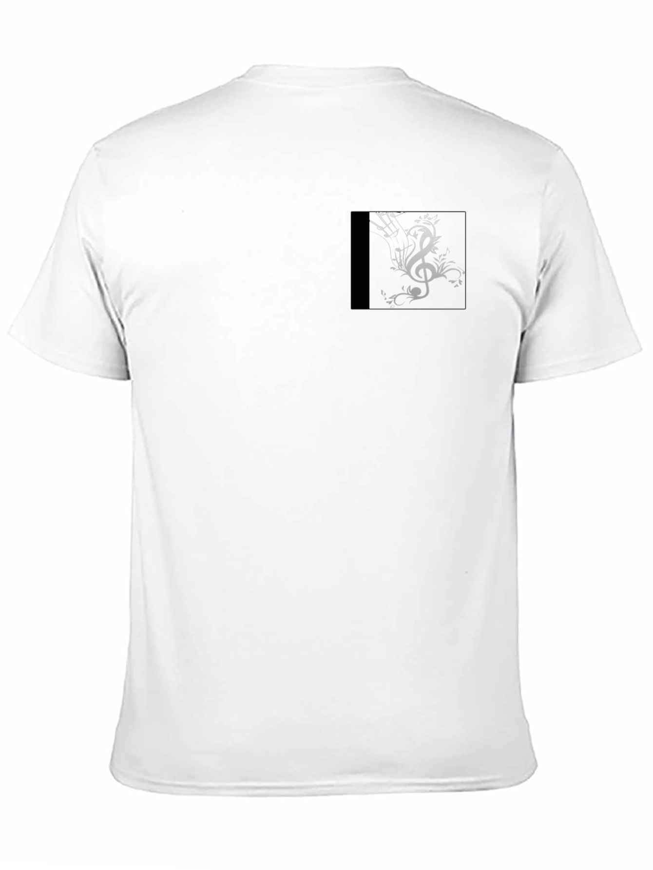 Mens Black Graphic T-Shirt with Music Clef Design