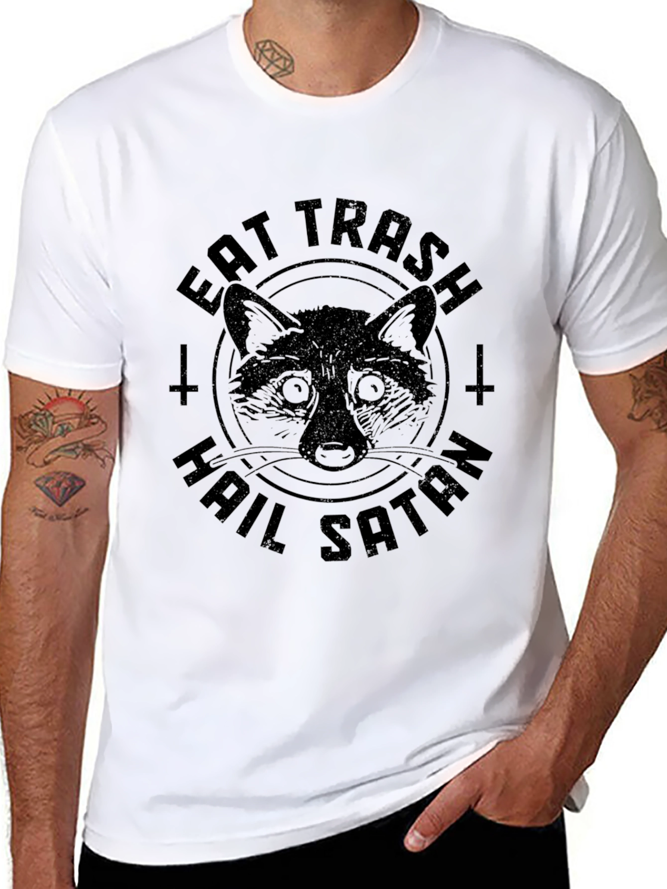 Eat Trash Hail Satan Raccoon T-Shirt