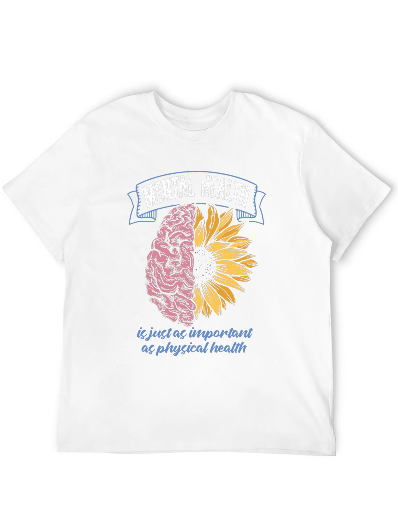 Mental Health T-Shirt: Brain & Sunflower Design