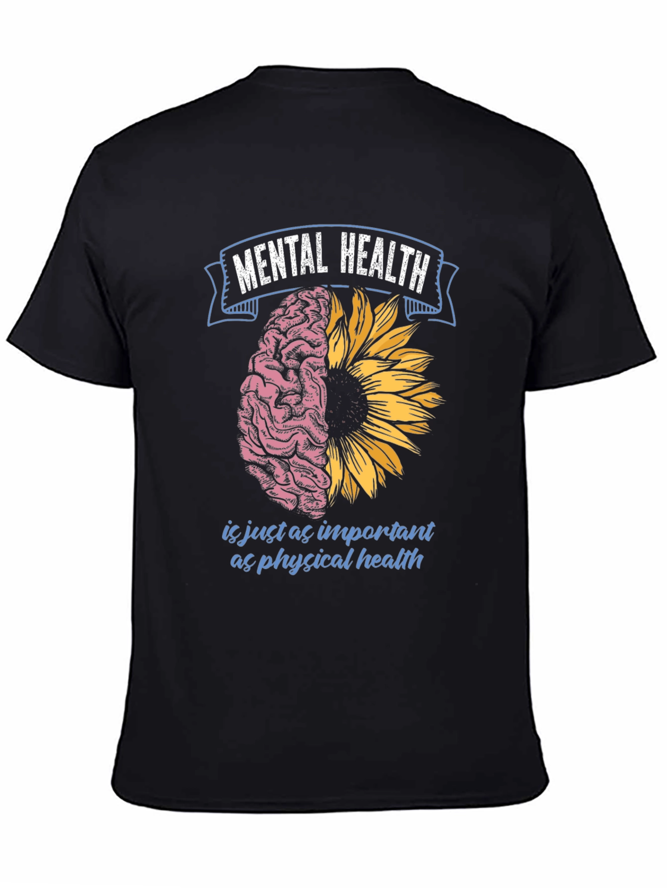 Mental Health T-Shirt: Brain & Sunflower Design