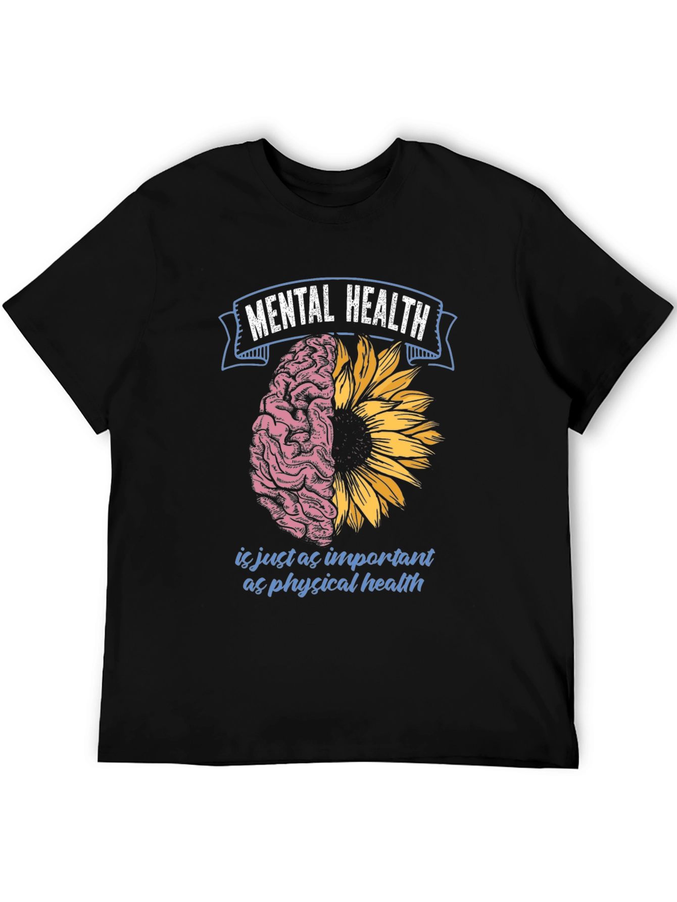 Mental Health T-Shirt: Brain & Sunflower Design