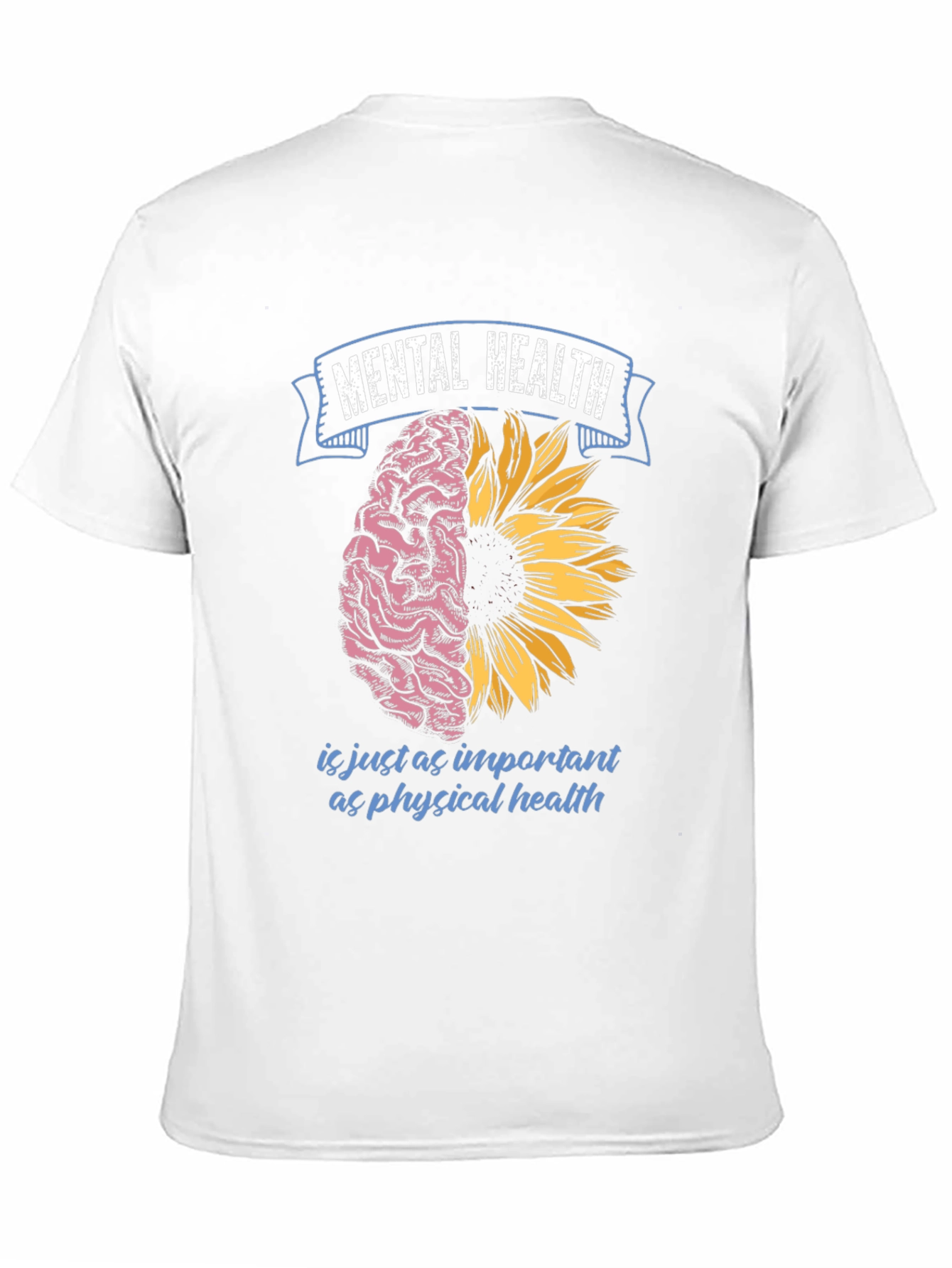 Mental Health T-Shirt: Brain & Sunflower Design