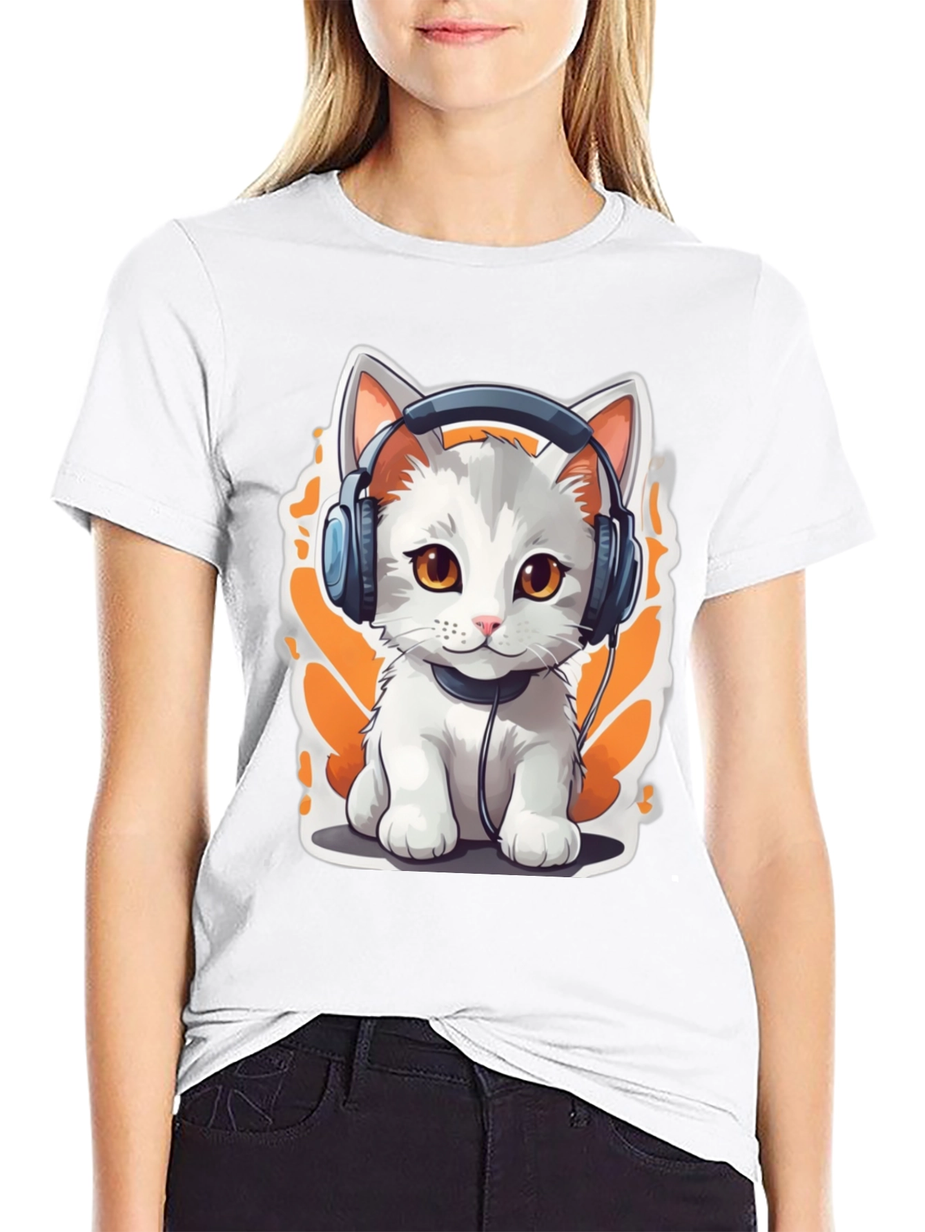 Cool Cat Headphones Graphic T-Shirt