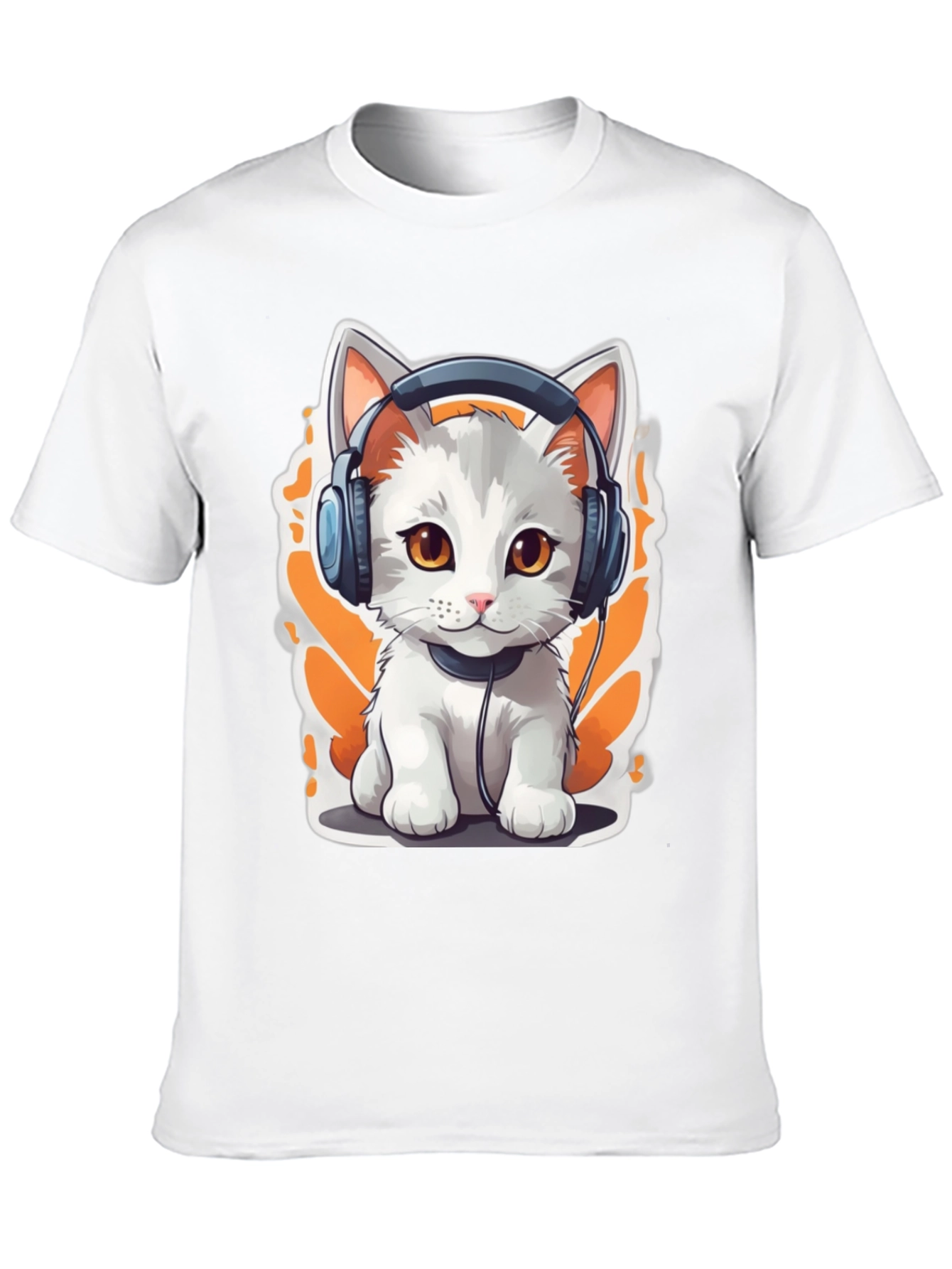 Cool Cat Headphones Graphic T-Shirt