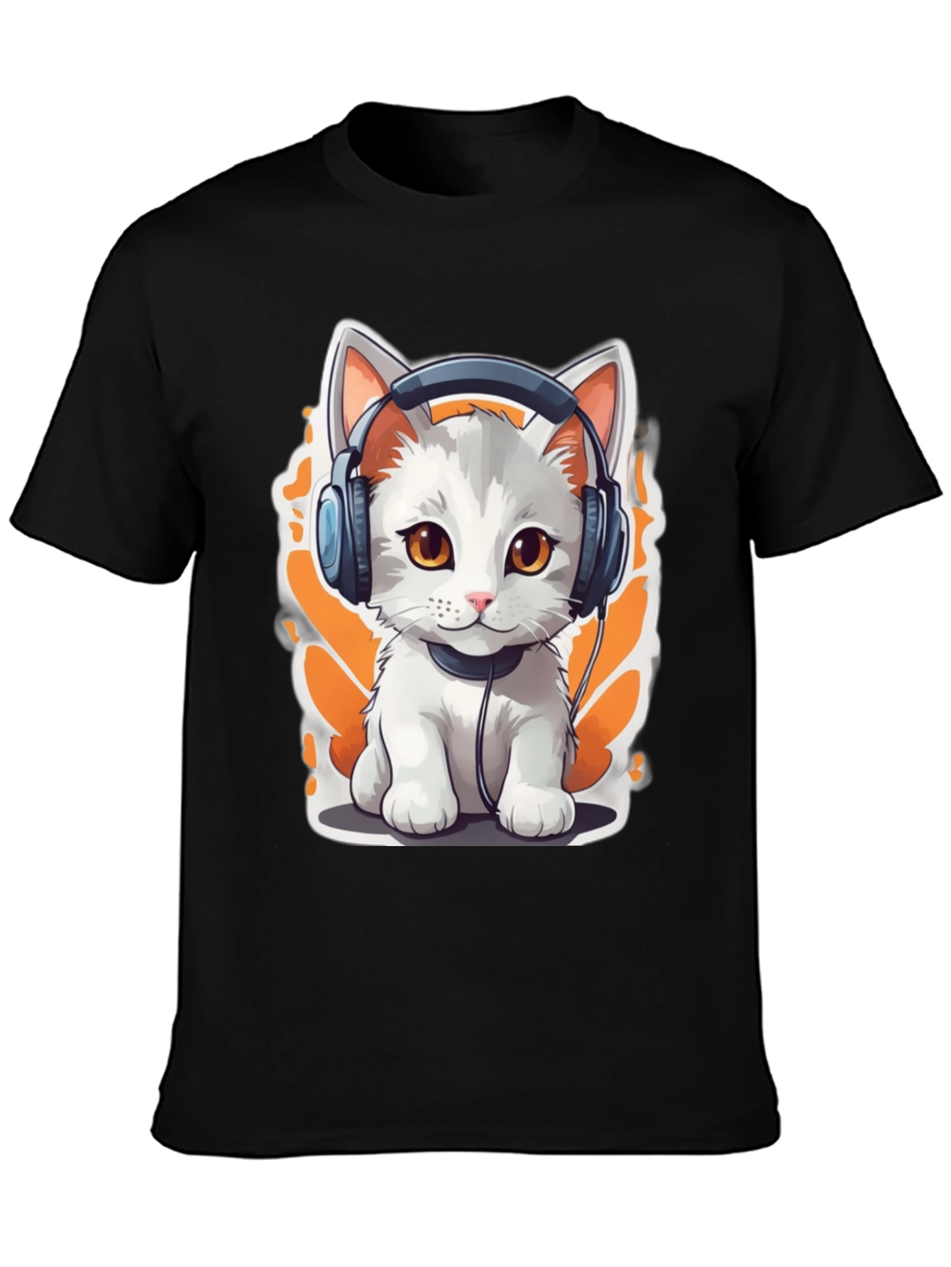Cool Cat Headphones Graphic T-Shirt