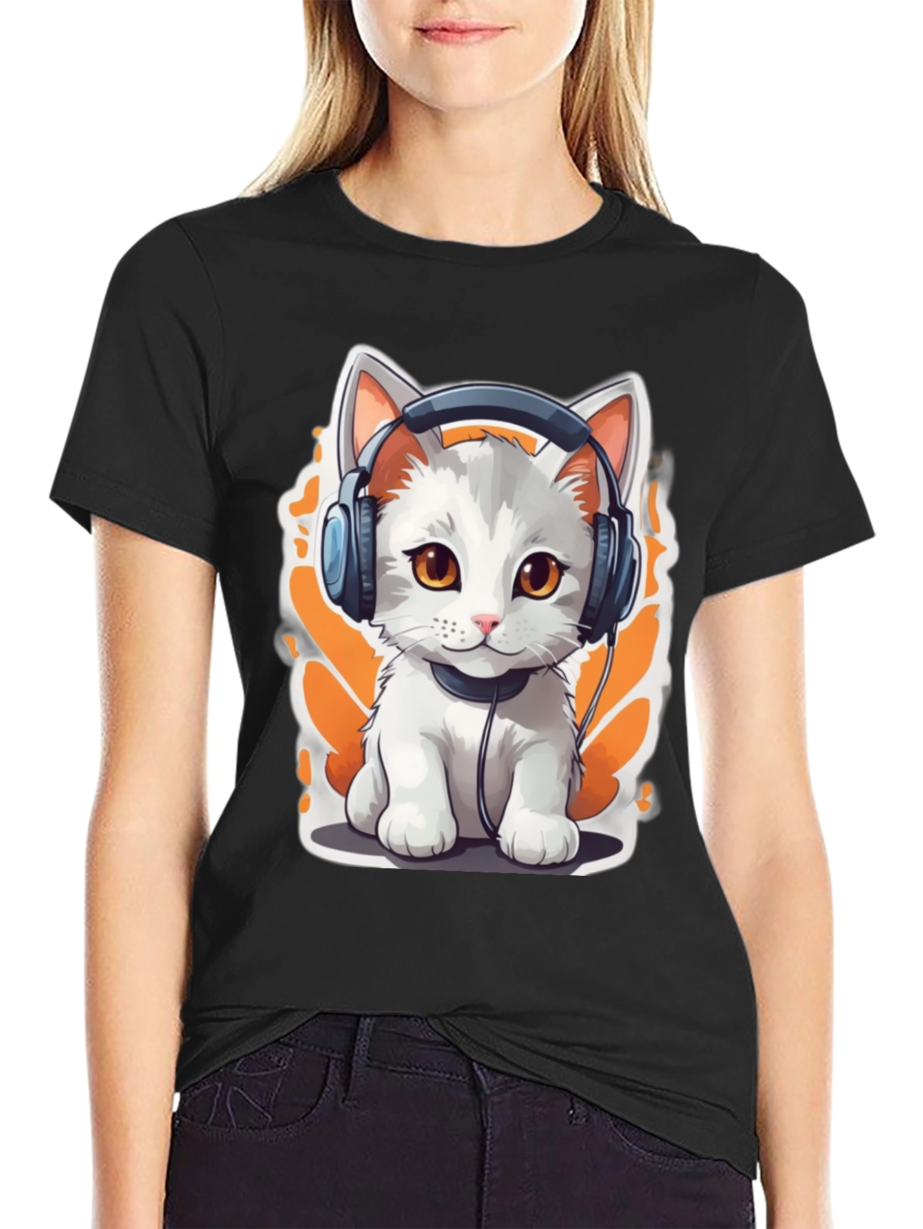 Cool Cat Headphones Graphic T-Shirt