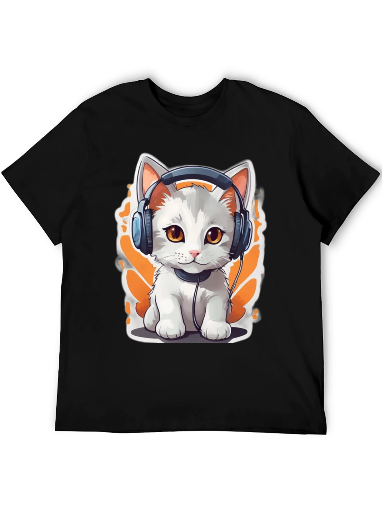 Cool Cat Headphones Graphic T-Shirt