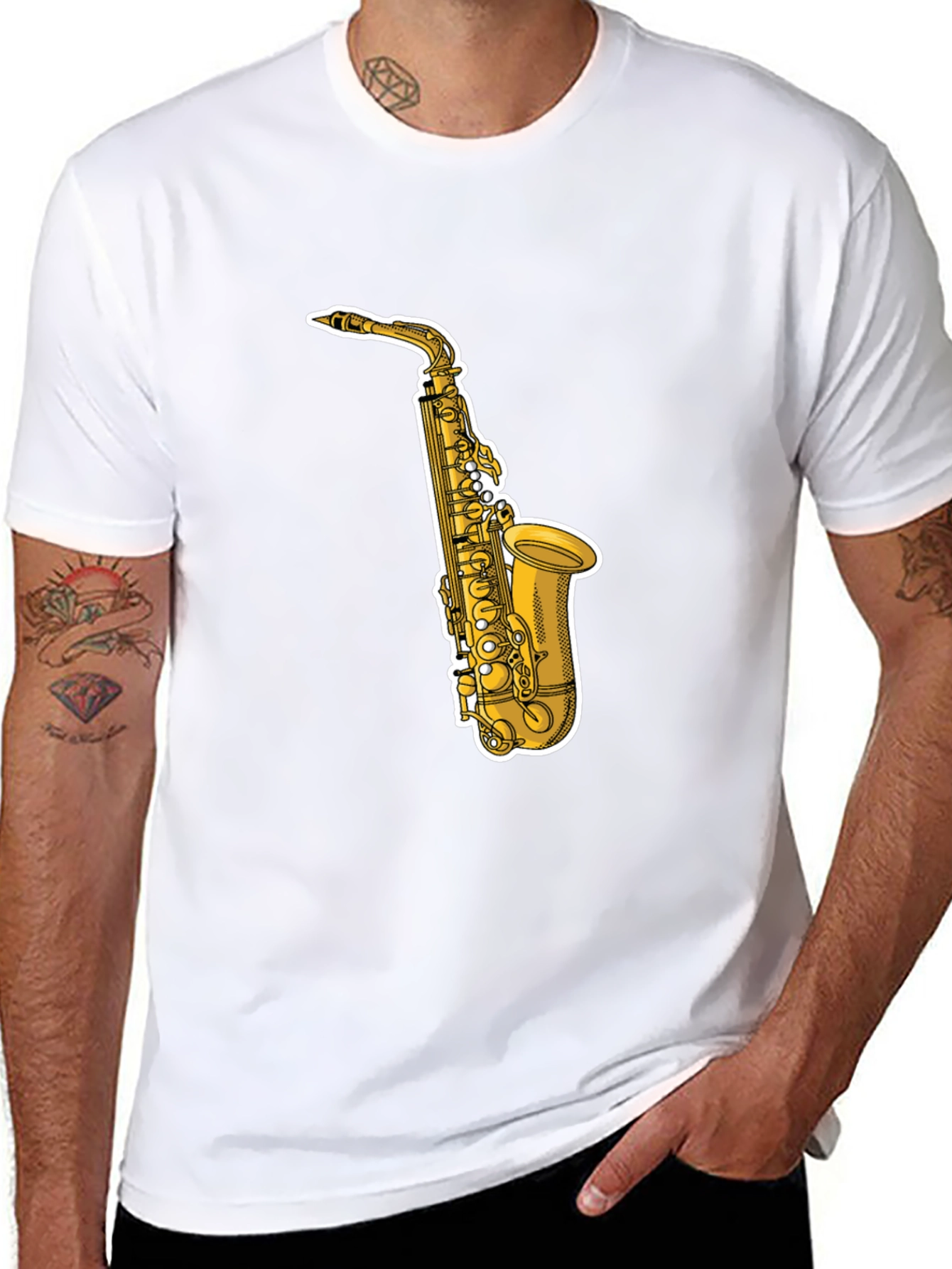 Saxophone Graphic Tee - Cool Black T-Shirt