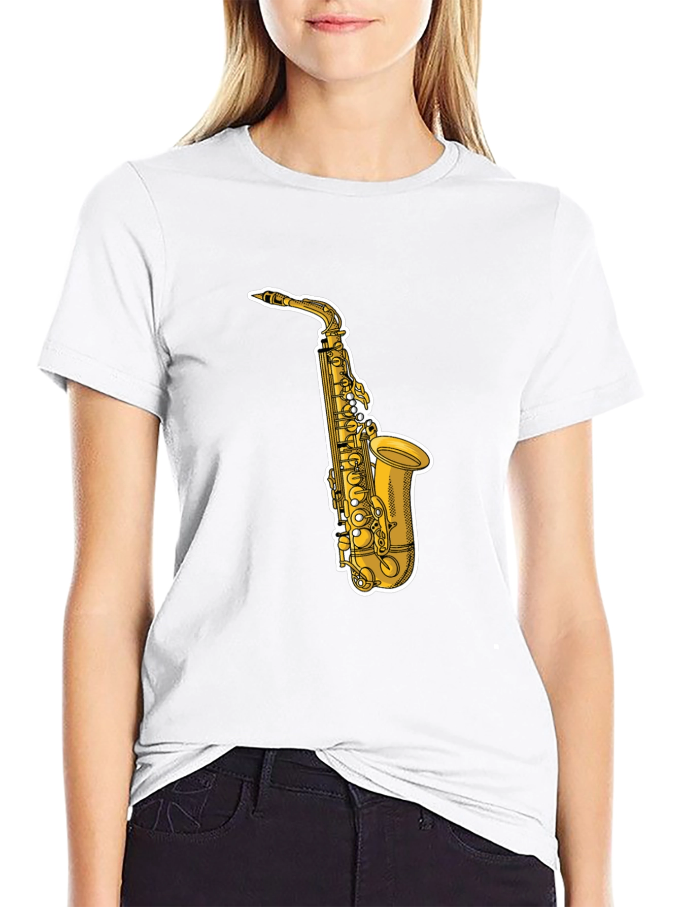 Saxophone Graphic Tee - Cool Black T-Shirt