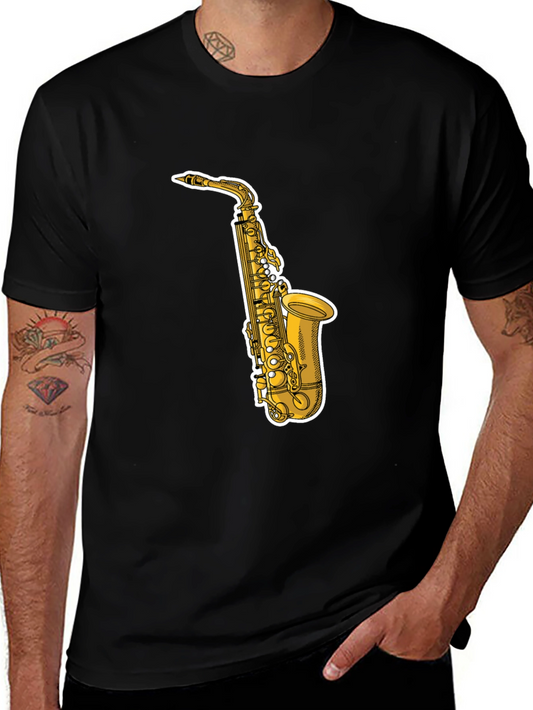Saxophone Graphic Tee - Cool Black T-Shirt