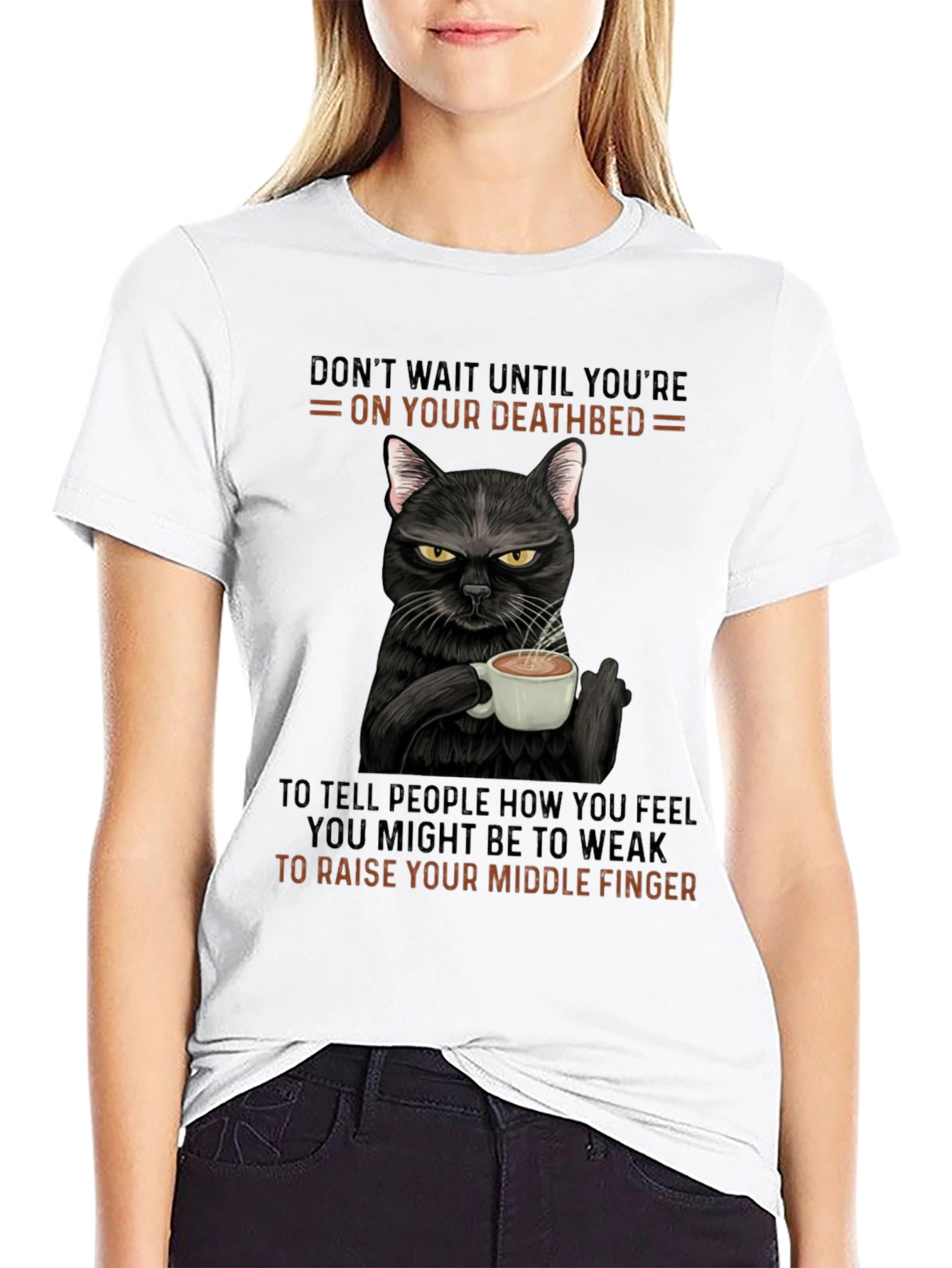 Black Cat Coffee T-Shirt - Dont Wait