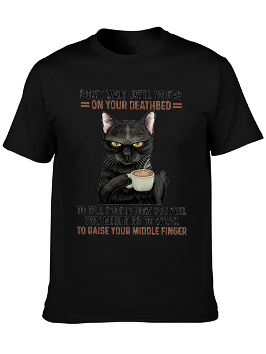 Black Cat Coffee T-Shirt - Dont Wait