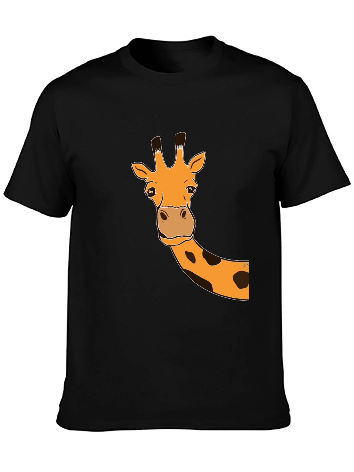 Giraffe Graphic Tee - Black Cotton Casual T-Shirt