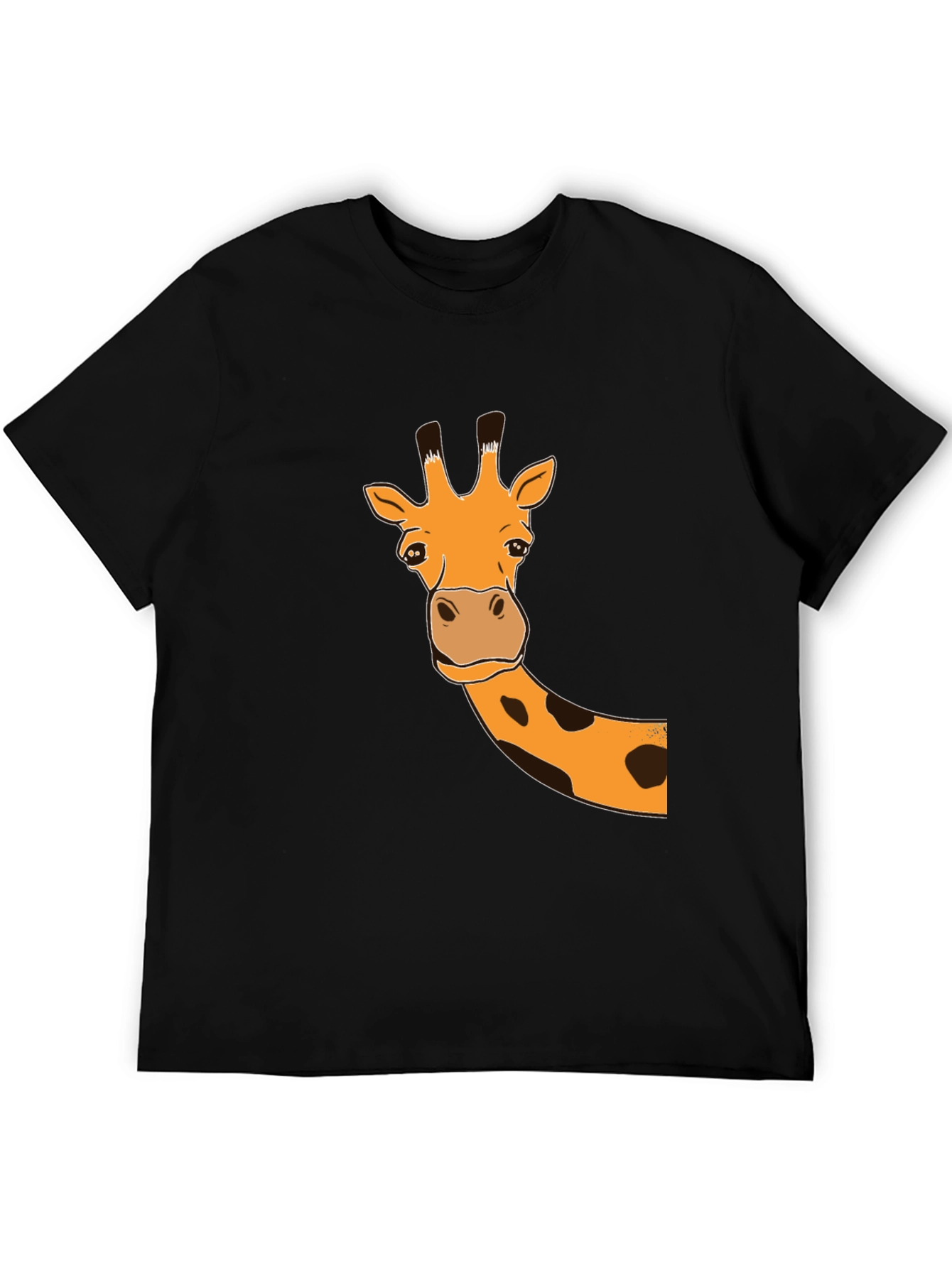 Giraffe Graphic Tee - Black Cotton Casual T-Shirt