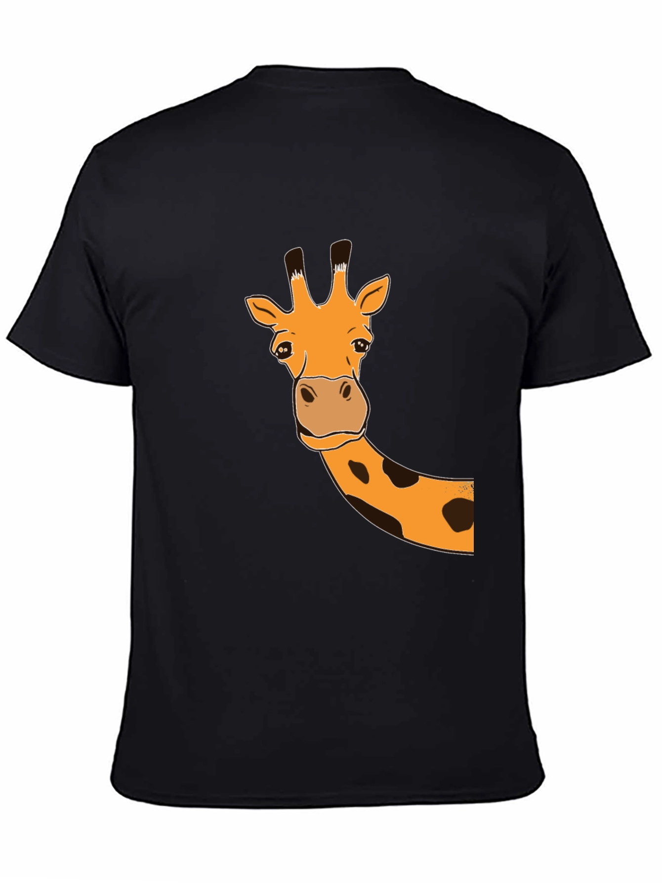 Giraffe Graphic Tee - Black Cotton Casual T-Shirt