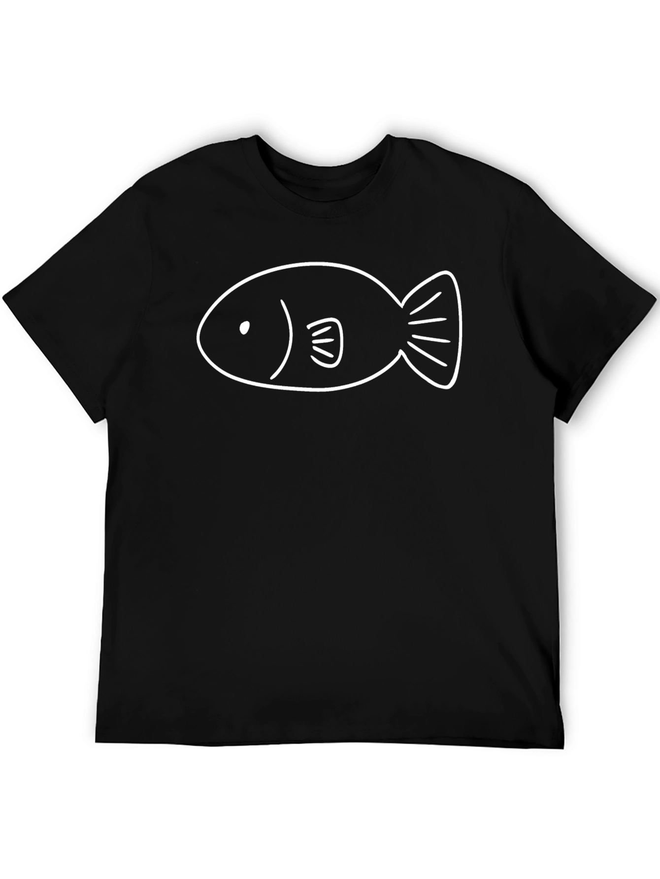 Simple Fish Graphic T-Shirt - Black Cotton Tee