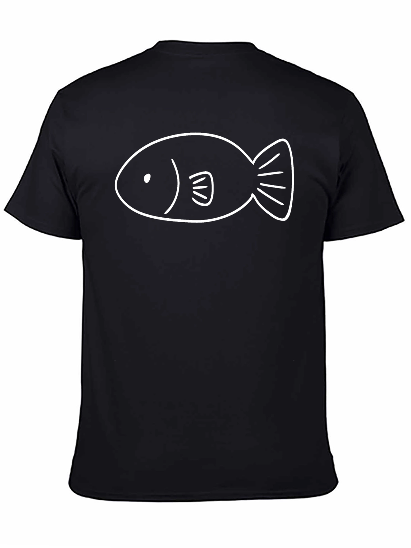 Simple Fish Graphic T-Shirt - Black Cotton Tee