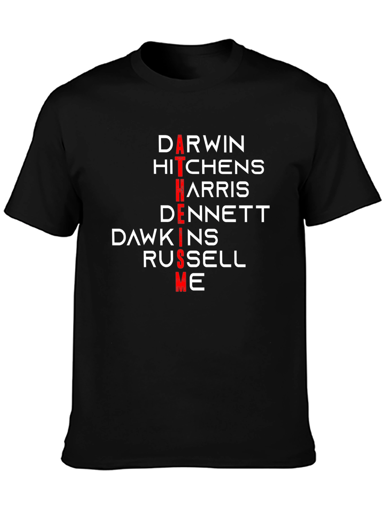Atheism T-Shirt: Darwin Hitchens Harris Dennett Dawkins Russell