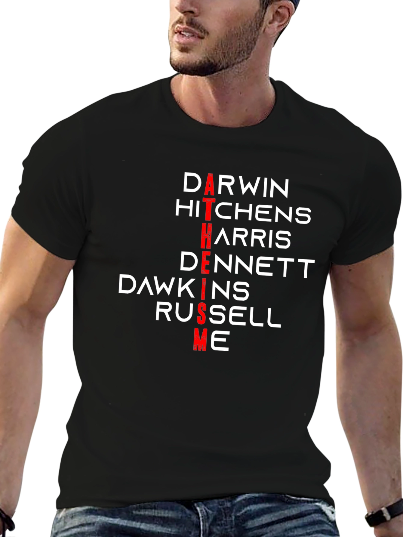 Atheism T-Shirt: Darwin Hitchens Harris Dennett Dawkins Russell