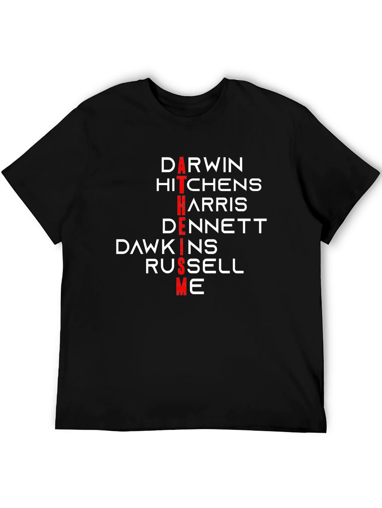 Atheism T-Shirt: Darwin Hitchens Harris Dennett Dawkins Russell