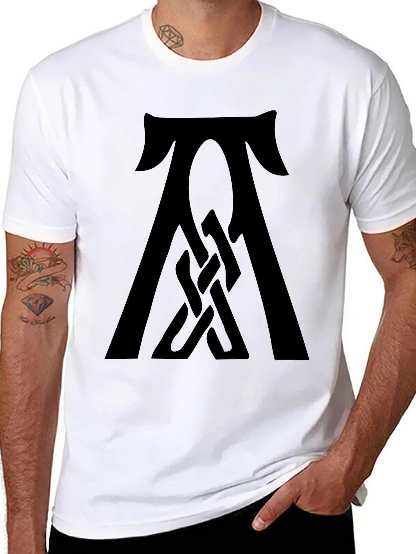 Mens Black Graphic Tee - Celtic Knot Design