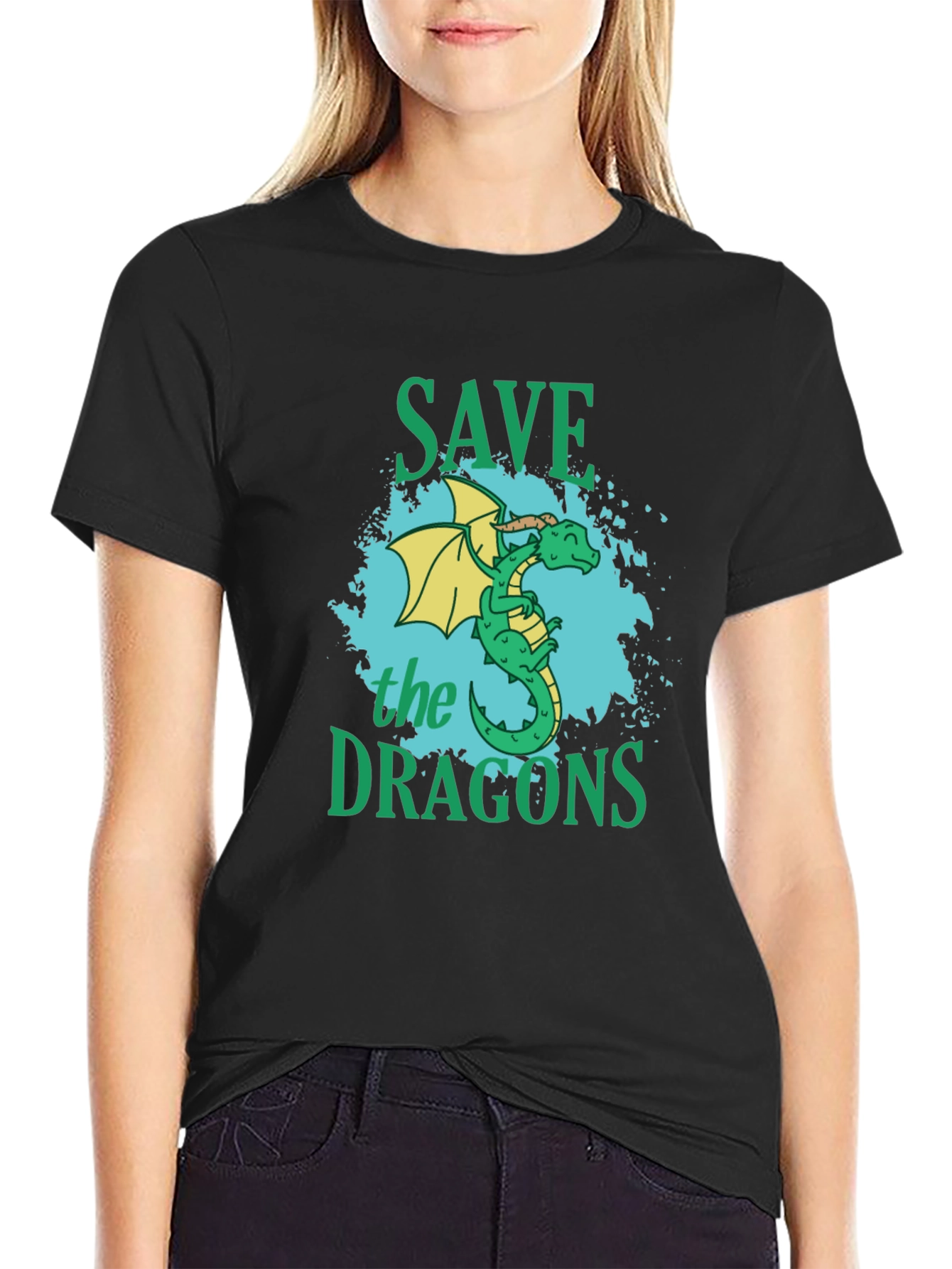 Save the Dragons Graphic T-Shirt - Black