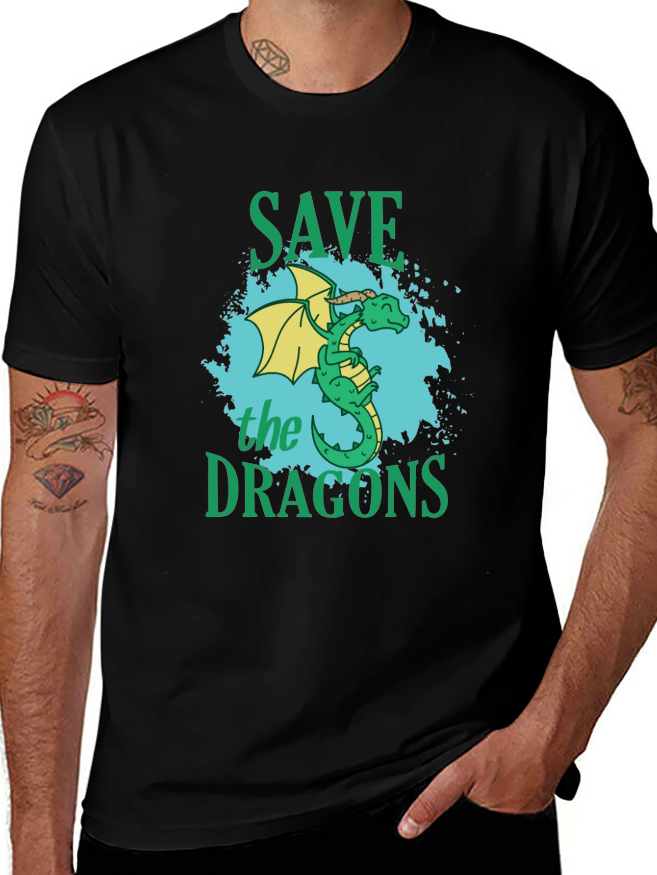 Save the Dragons Graphic T-Shirt - Black