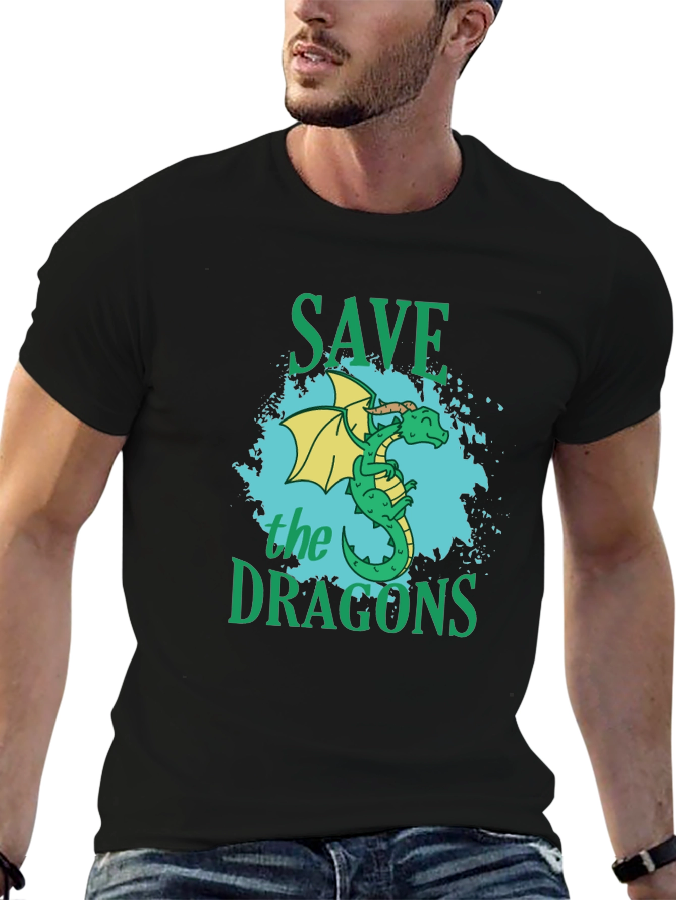 Save the Dragons Graphic T-Shirt - Black
