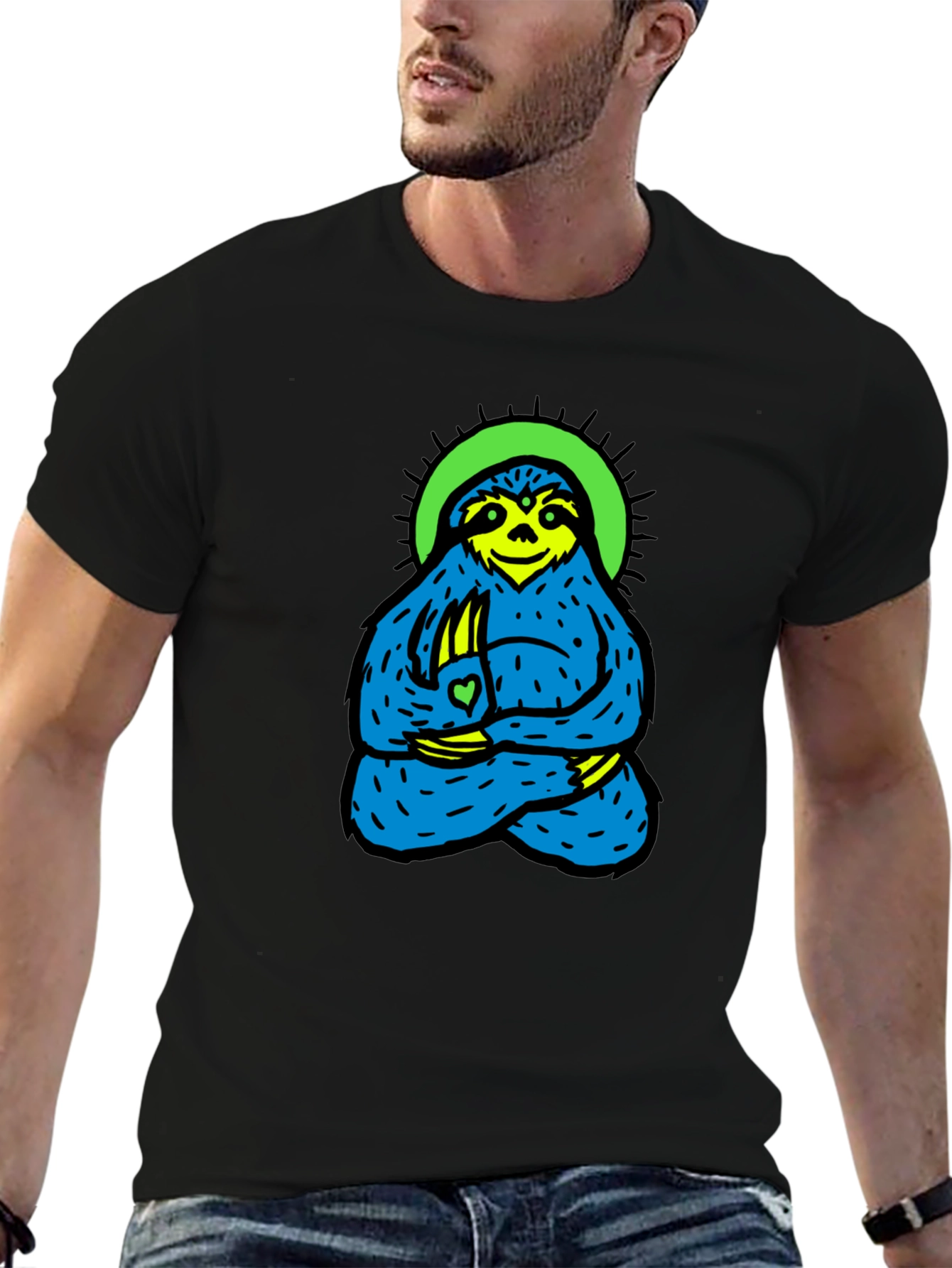 Meditating Sloth Graphic Tee - Relaxed Fit