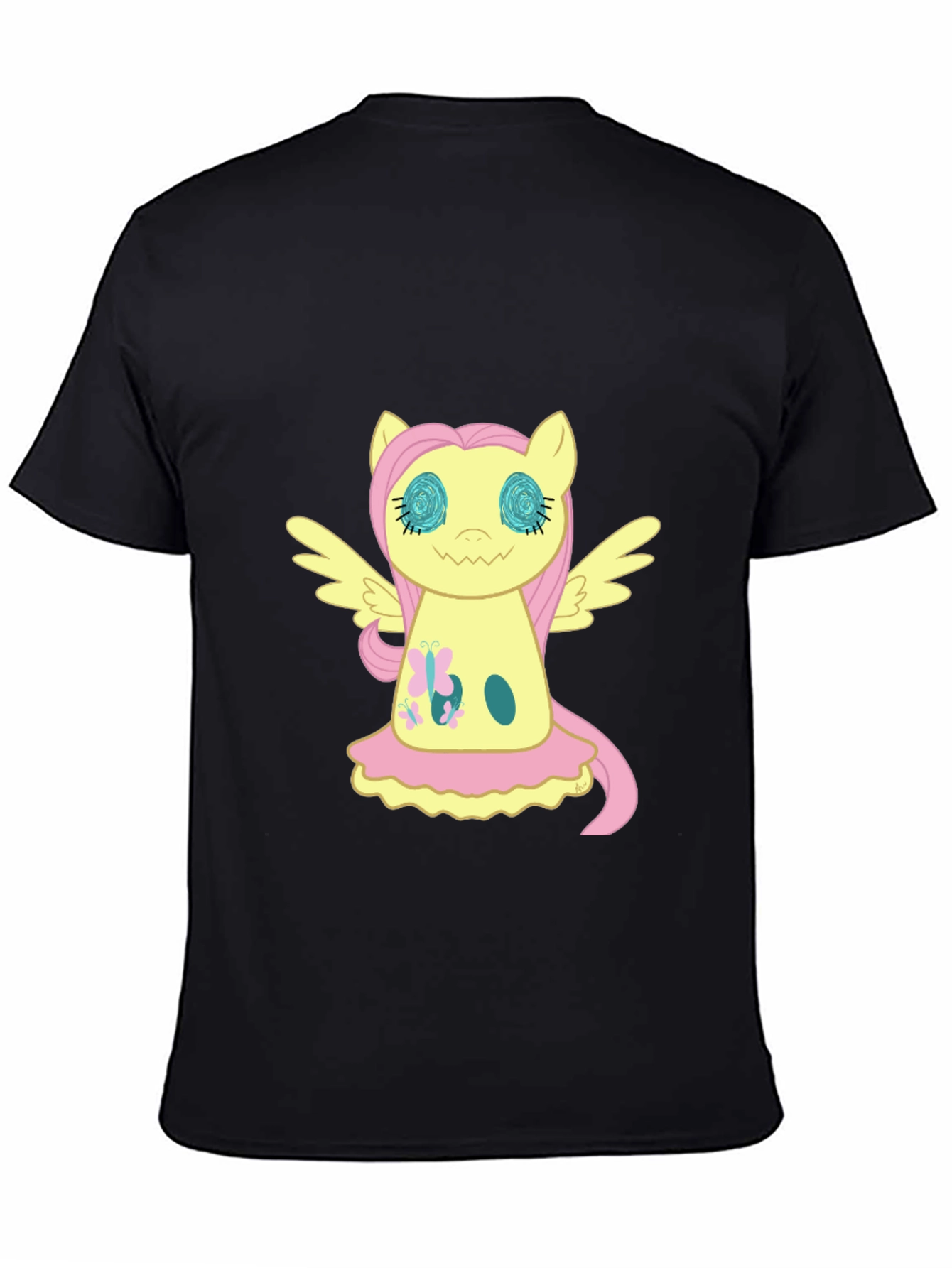 Fluttershy Graphic Print Black T-Shirt