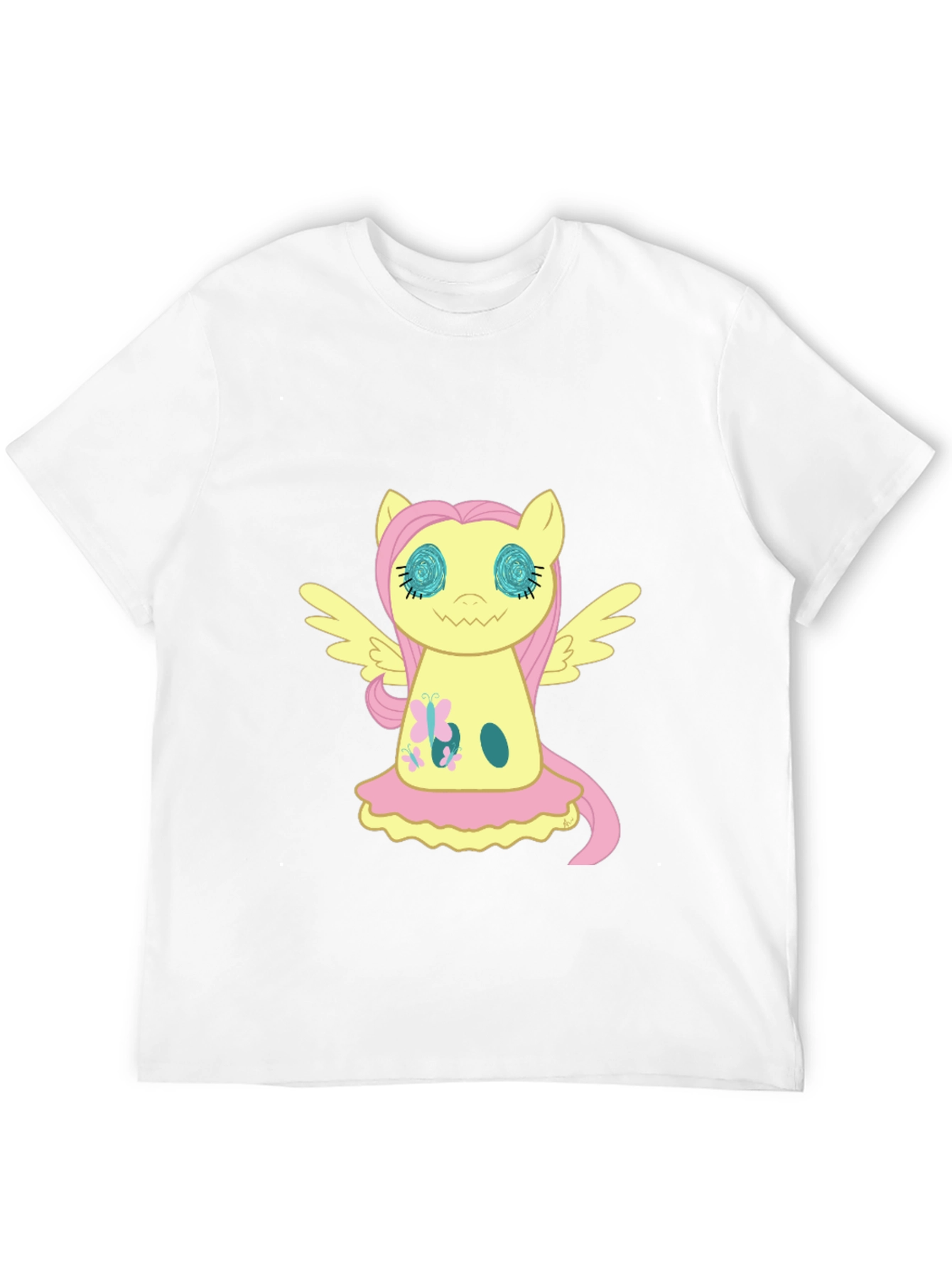 Fluttershy Graphic Print Black T-Shirt