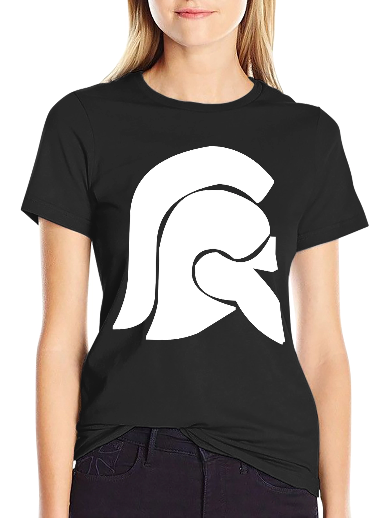Spartan Helmet Graphic Tee - Black Cotton Casual Shirt