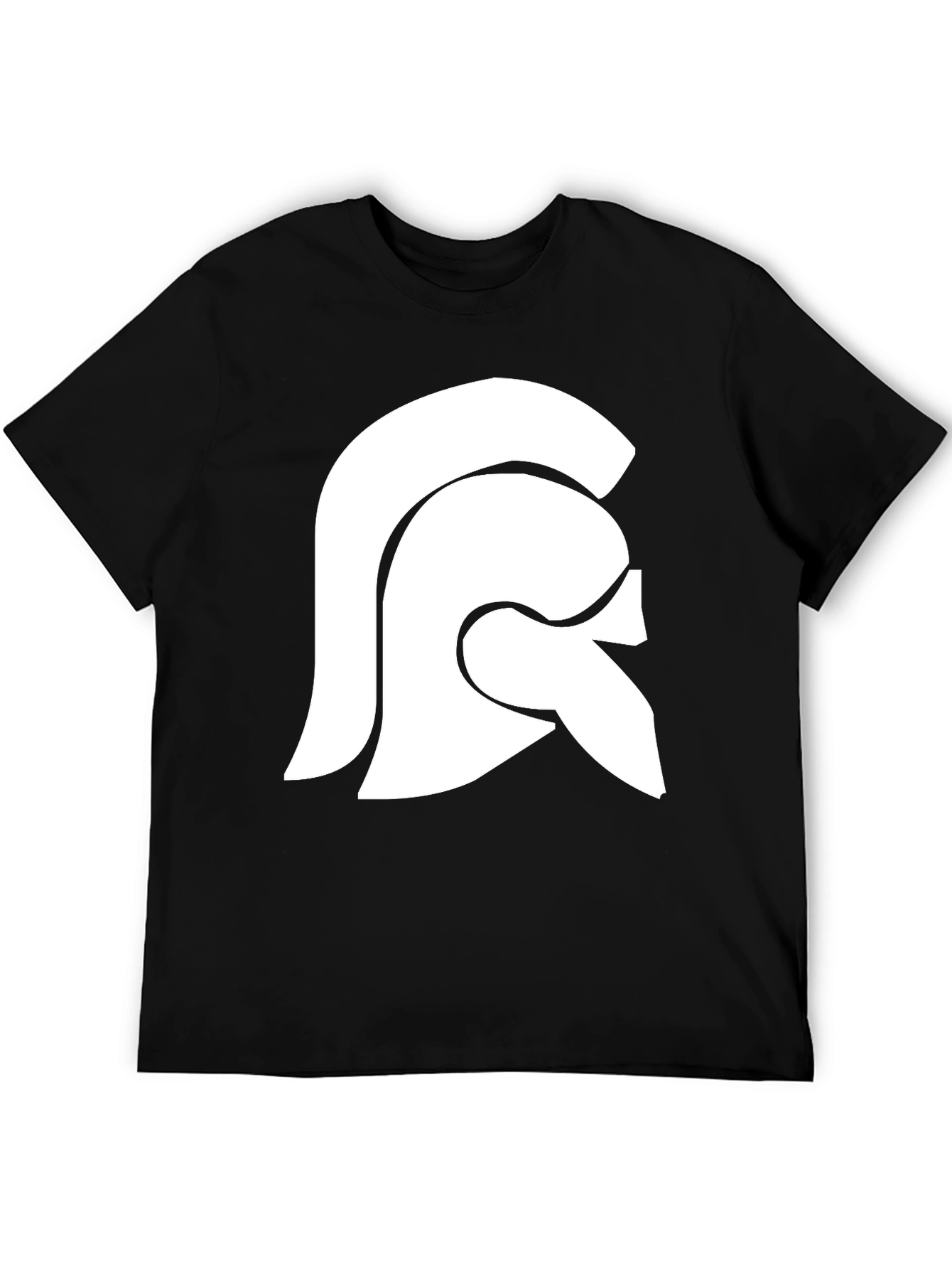 Spartan Helmet Graphic Tee - Black Cotton Casual Shirt