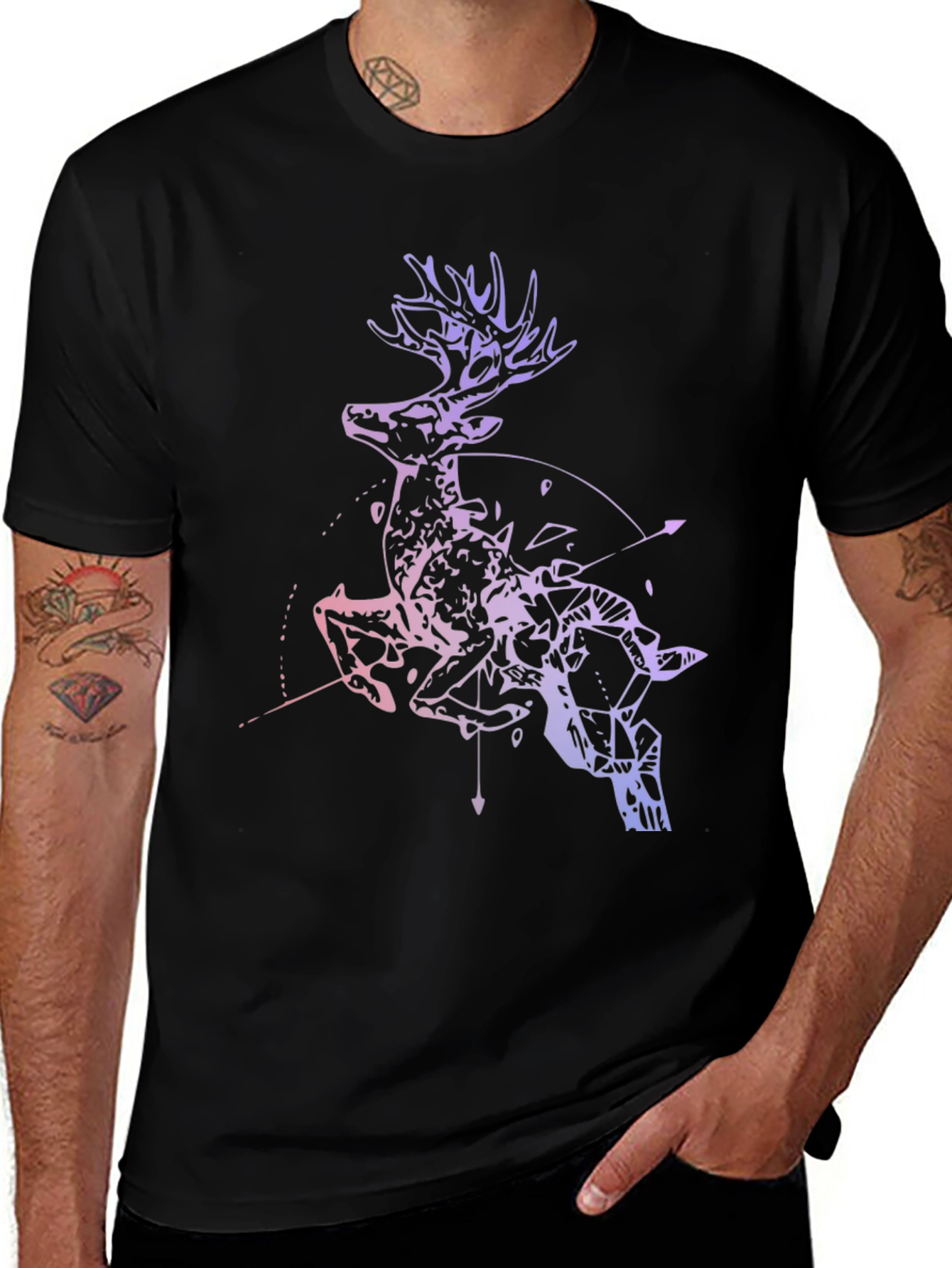 Deer Graphic Print Crew Neck T-Shirt