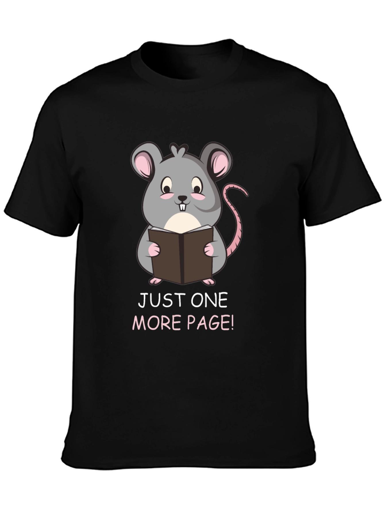 Just One More Page Mouse Reader Black T-Shirt