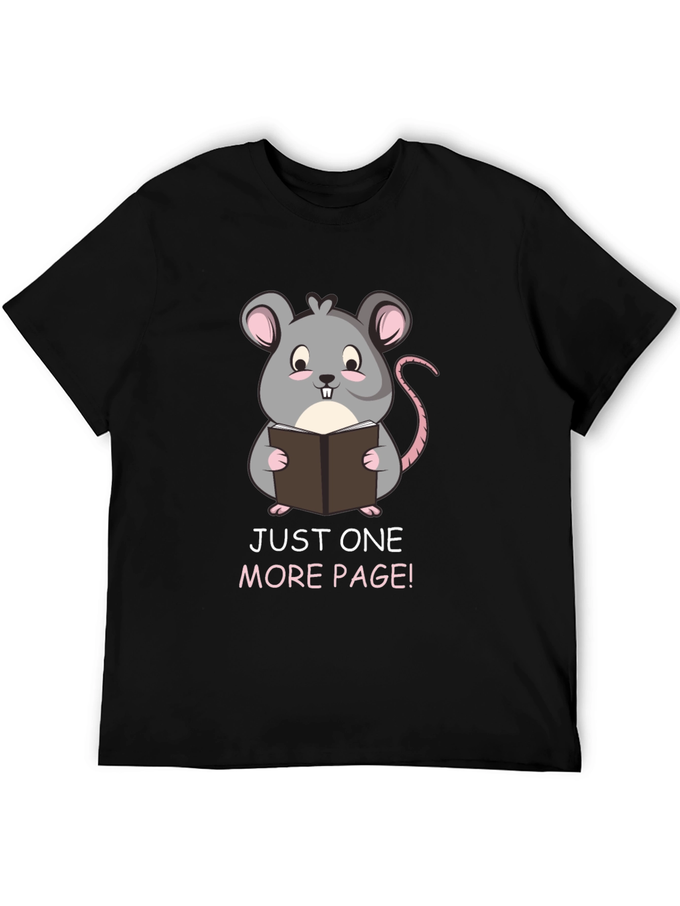 Just One More Page Mouse Reader Black T-Shirt