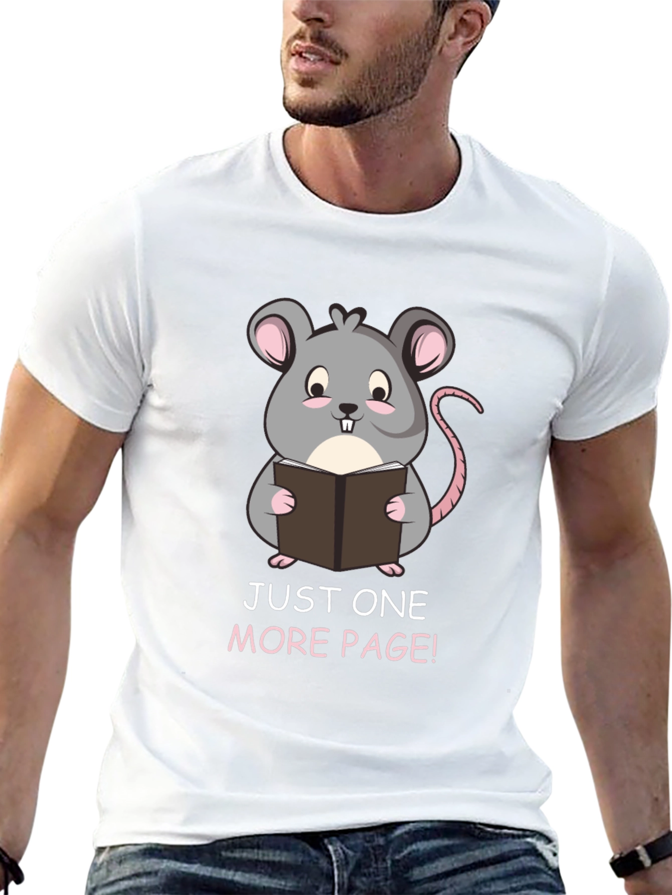 Just One More Page Mouse Reader Black T-Shirt